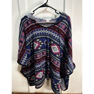 Belle Du Jour Aztec Tribal Print Hoodie Poncho Women’s Medium